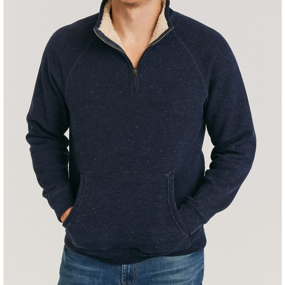 FLINT AND TINDER Sherpa Lined Quarter Zip
 in Navy Size XL Outdoor Huckberry